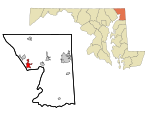 Cecil County Maryland Incorporated and Unincorporated areas Perryville Highlighted